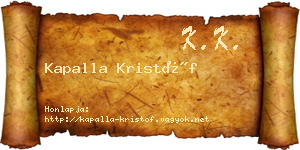 Kapalla Kristóf névjegykártya